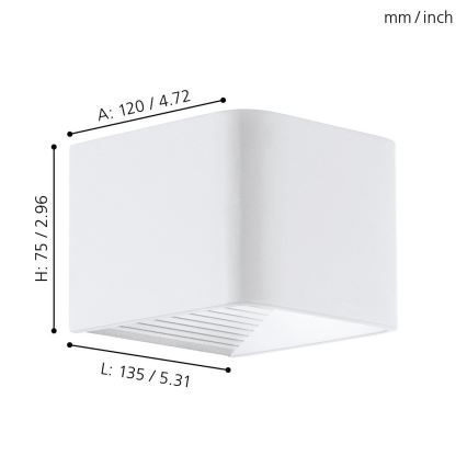 Eglo 65043 - LED sieninis lauko šviestuvas DONINNI PRO LED/5W/230V IP44 balta
