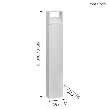 Eglo 65085 - LED lauko šviestuvas DONINNI PRO LED/5W/230V 3000K 80 cm IP44 balta