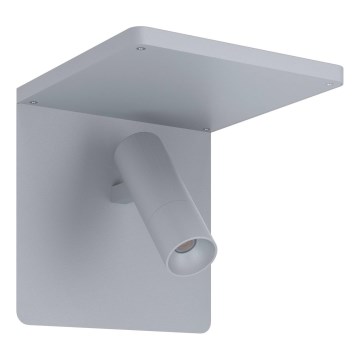 Eglo 67564 - LED Sieninis šviestuvas su lentyna CIGLIE LED/8,1W/230V pilka