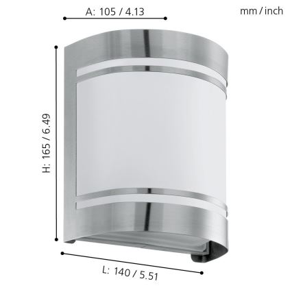 Eglo 74009 - Lauko sieninis šviestuvas ROSADA 1xE27/40W/230V IP44
