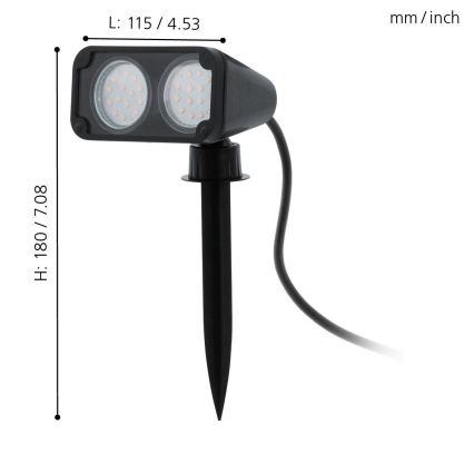Eglo 75315 - LED lauko šviestuvas NEMA 2xGU10/2,8W/230V 3000K IP44