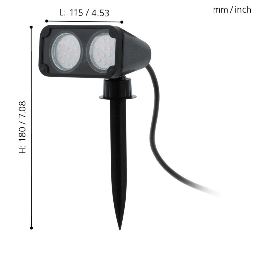 Eglo 75315 - LED lauko šviestuvas NEMA 2xGU10/2,8W/230V 3000K IP44