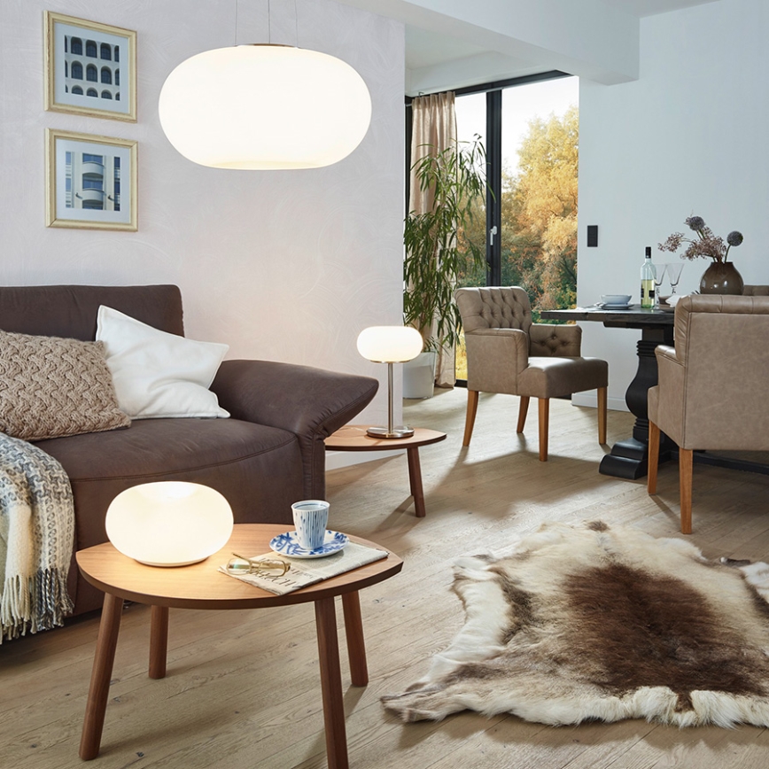 Eglo 75355 - LED RGB reguliuojama stalinė lempa OPTICA-C 2xE27/7,5W/230V skersmuo 28 cm + nuotolinio valdymo pultas