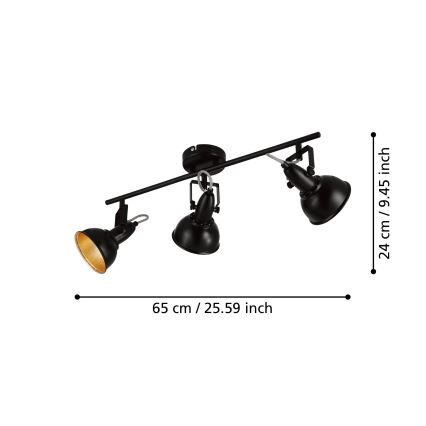Eglo 75513 - Taškinis šviestuvas THORNTON 3xE14/28W/230V juodas/auksinis