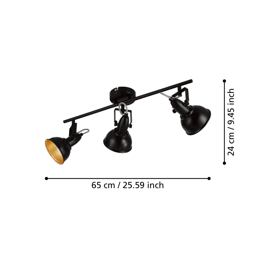 Eglo 75513 - Taškinis šviestuvas THORNTON 3xE14/28W/230V juodas/auksinis