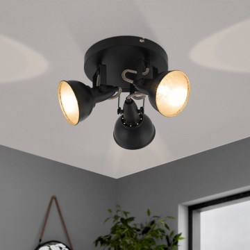 Eglo 75514 - Taškinis šviestuvas THORNTON 3xE14/28W/230V juodas/auksinis