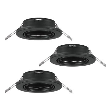 Eglo 75673 - KOMPLEKTAS 3x Įleidžiamas vonios šviestuvas AGULO 1xGU10/35W/230V IP23 juoda