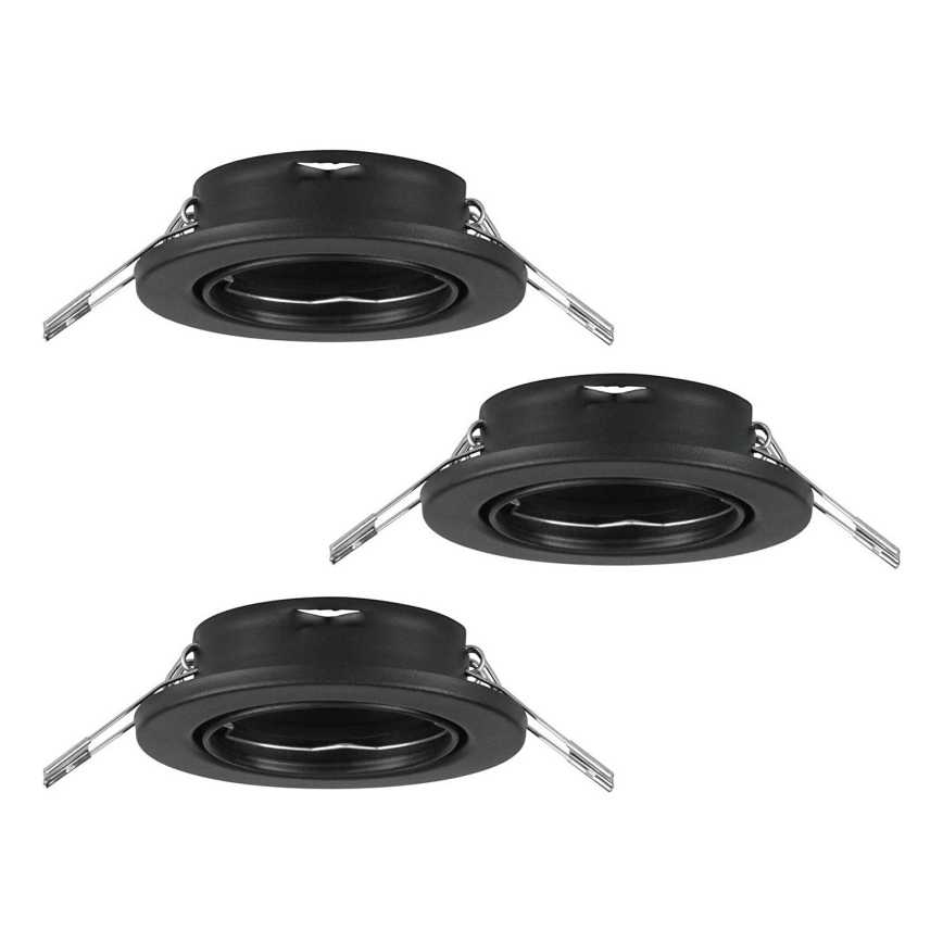Eglo 75673 - KOMPLEKTAS 3x Įleidžiamas vonios šviestuvas AGULO 1xGU10/35W/230V IP23 juoda