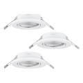 Eglo 75674 - KOMPLEKTAS 3x Įleidžiamas vonios šviestuvas AGULO 1xGU10/35W/230V IP23 balta
