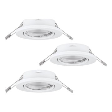 Eglo 75674 - KOMPLEKTAS 3x Įleidžiamas vonios šviestuvas AGULO 1xGU10/35W/230V IP23 balta