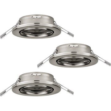 Eglo 75675 - KOMPLEKTAS 3x Įleidžiamas vonios šviestuvas AGULO 1xGU10/35W/230V IP23 matinis chromas