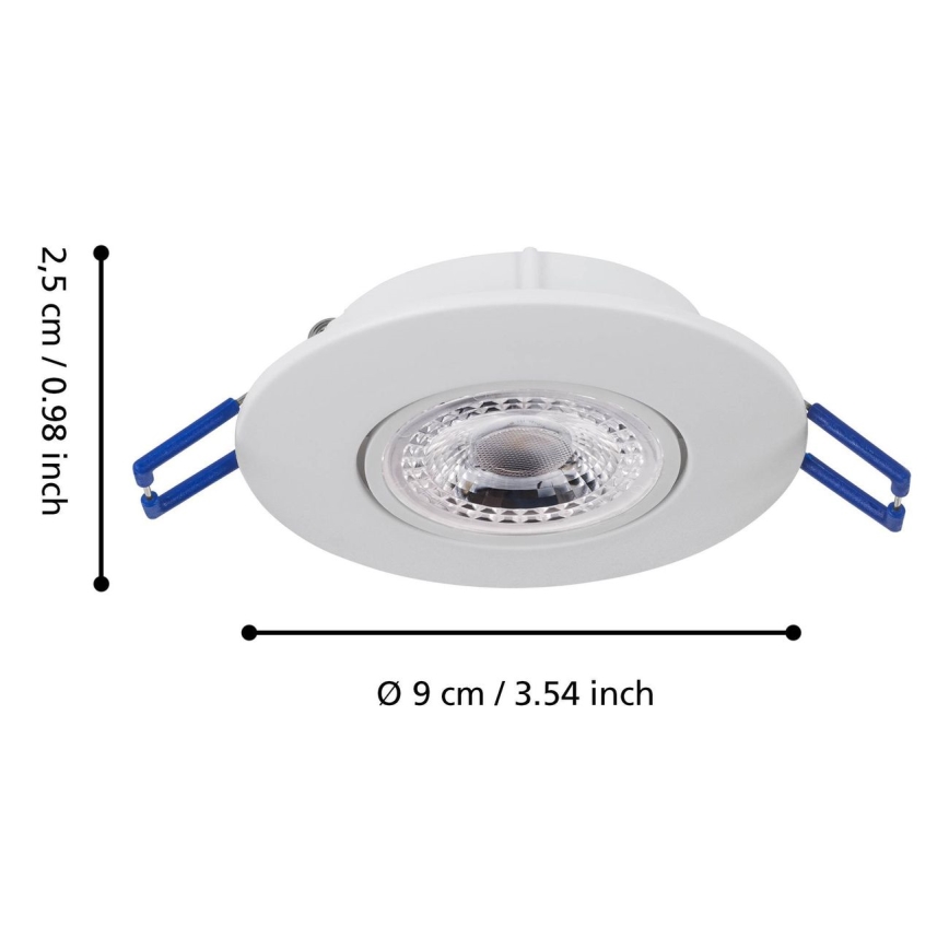 Eglo 75763 - KOMPLEKTAS 3x LED įleidžiamas lubinis šviestuvas ZUJAR LED/3,4W/230V balta