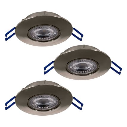 Eglo 75765 - KOMPLEKTAS 3x LED įleidžiamas lubinis šviestuvas ZUJAR LED/3,4W/230V matinis chromas