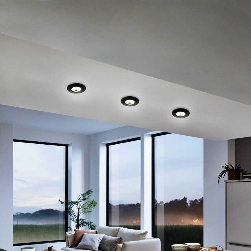Eglo 75765 - KOMPLEKTAS 3x LED įleidžiamas lubinis šviestuvas ZUJAR LED/3,4W/230V juoda