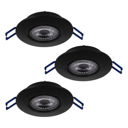 Eglo 75765 - KOMPLEKTAS 3x LED įleidžiamas lubinis šviestuvas ZUJAR LED/3,4W/230V juoda