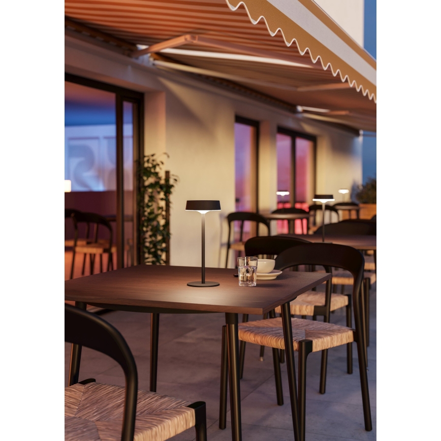 Eglo - reguliuojama LED jutiklinė stalinė lempa su saulės įkrovimu LED/3W/5V 3000-6000K 1800 mAh IP44 juoda