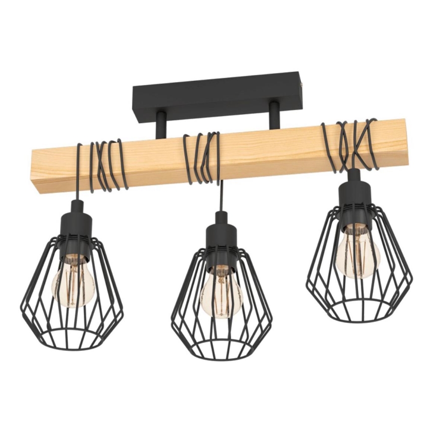 Eglo 780168 - Prie lubų montuojamas šviestuvas TABODI 3xE27/40W/230V pušis/juoda
