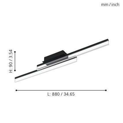 Eglo 780433 - LED vonios kambario lubinis šviestuvas YANGUAS 2xLED/11W/230V 3000K IP44 juodas