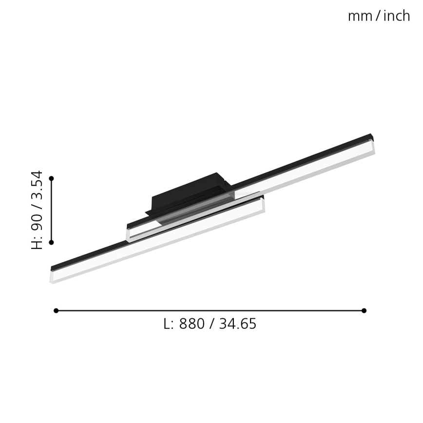 Eglo 780433 - LED vonios kambario lubinis šviestuvas YANGUAS 2xLED/11W/230V 3000K IP44 juodas