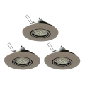 Eglo 78705 - KOMPLEKTAS 3x LED įleidžiamas lubinis šviestuvas PENETO 1xGU10/3,3W/230V matinis chromas