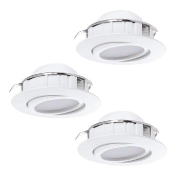 Eglo 78755 - KOMPLEKTAS 3x LED įleidžiamas lubinis šviestuvas PINEDA 1xLED/6W/230V 3000K balta
