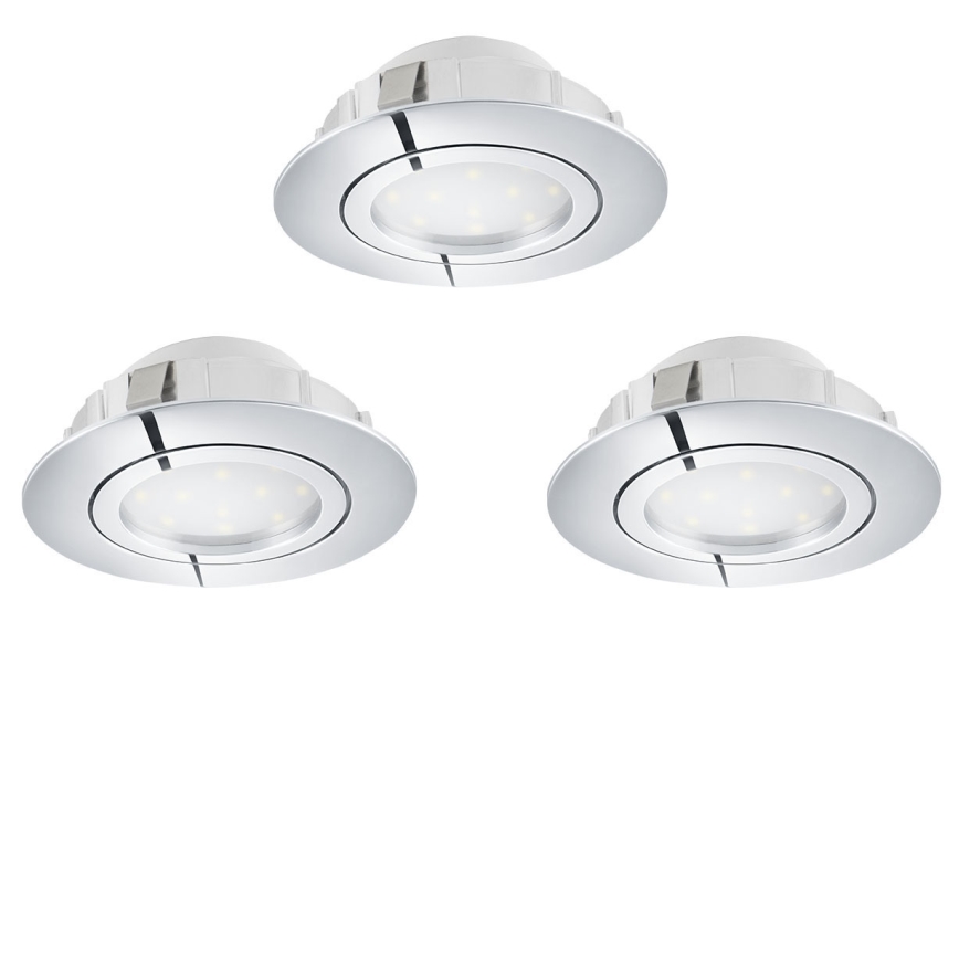 Eglo 78761 - KOMPLEKTAS 3x LED pritemdomas įleidžiamas lubinis šviestuvas PINEDA 1xLED/6W/230V 3000K blizgus chromas