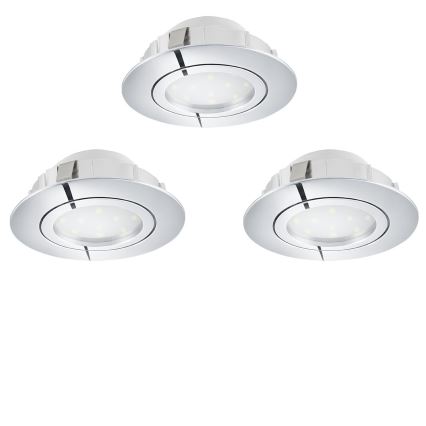Eglo 78761 - KOMPLEKTAS 3x LED pritemdomas įleidžiamas lubinis šviestuvas PINEDA LED/6W/230V 3000K blizgus chromas
