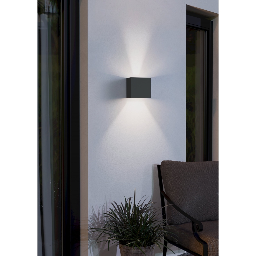 Eglo 79215 - LED sieninis lauko šviestuvas CALPINO 2xLED/3,3W/230V 3000K IP54 juoda