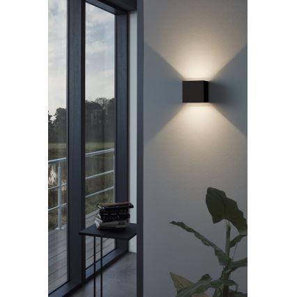 Eglo 79215 - LED sieninis lauko šviestuvas CALPINO 2xLED/3,3W/230V 3000K IP54 juoda