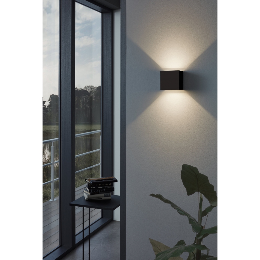 Eglo 79215 - LED sieninis lauko šviestuvas CALPINO 2xLED/3,3W/230V 3000K IP54 juoda