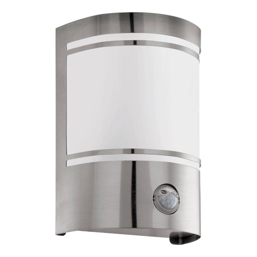 Eglo 79284 - Lauko sieninis šviestuvas su jutikliu CERNO 1xE27/40W/230V blizgus chromas IP44
