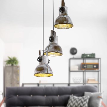 Eglo 79371 - Pakabinamas šviestuvas su laidu BARNSTAPLE 3xE27/40W/230V ruda/patina