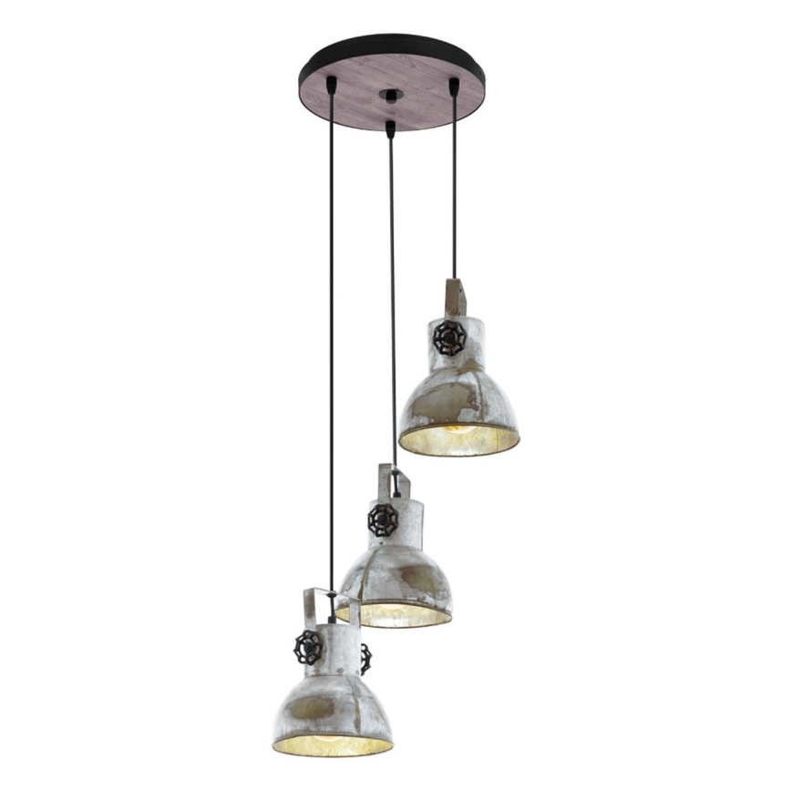 Eglo 79371 - Pakabinamas šviestuvas su laidu BARNSTAPLE 3xE27/40W/230V ruda/patina