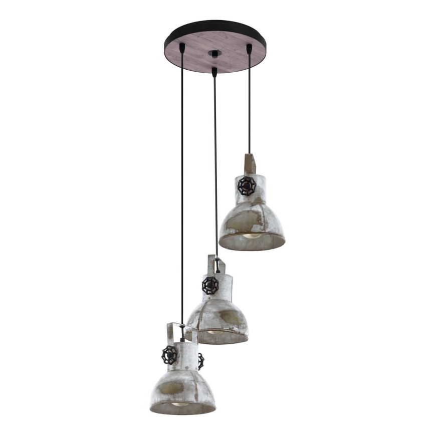 Eglo 79371 - Pakabinamas šviestuvas su laidu BARNSTAPLE 3xE27/40W/230V ruda/patina