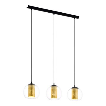 Eglo 79461 - Pakabinama liustra su laidu BOLSANO 3xE27/28W/230V auksinė/juoda