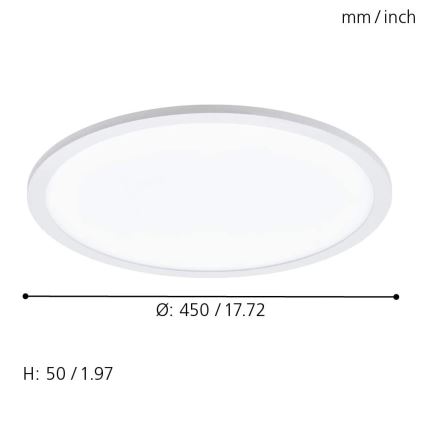 Eglo 79469 - LED Pritemdomas lubinis šviestuvas POZZALLO LED/21W/230V 2700-6500K balta + nuotolinio valdymo pultas