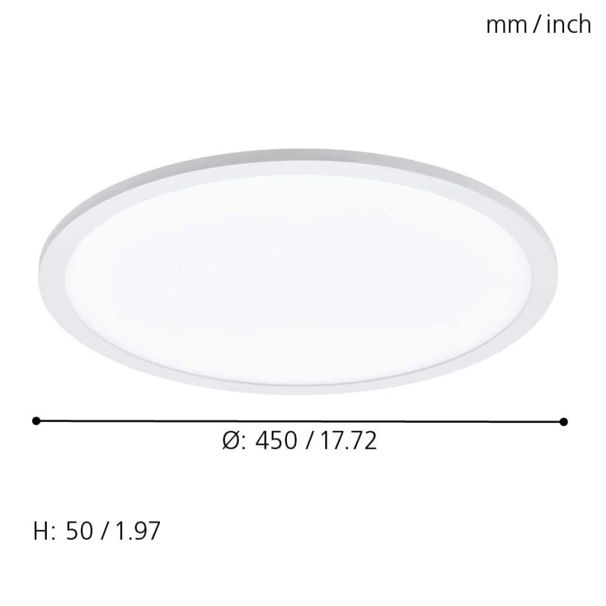 Eglo 79469 - LED Pritemdomas lubinis šviestuvas POZZALLO LED/21W/230V 2700-6500K balta + nuotolinio valdymo pultas