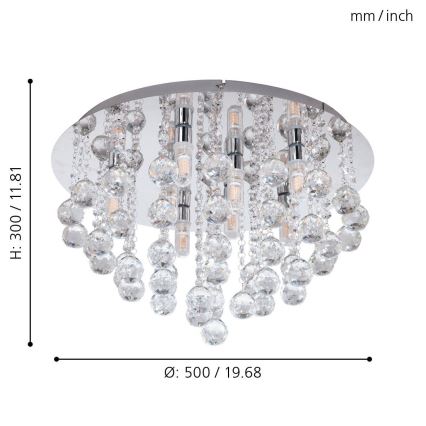 Eglo 79516 - LED lubinis vonios šviestuvas MONTEPRANDONE 8xG9/3W/230V IP44 blizgus chromas