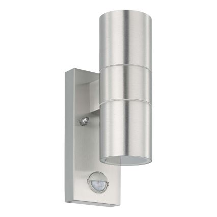 Eglo 79594- LED Lauko sieninis šviestuvas su jutikliu ARAPONGAS 2xGU10/2,8W/230V IP44 matinis chromas