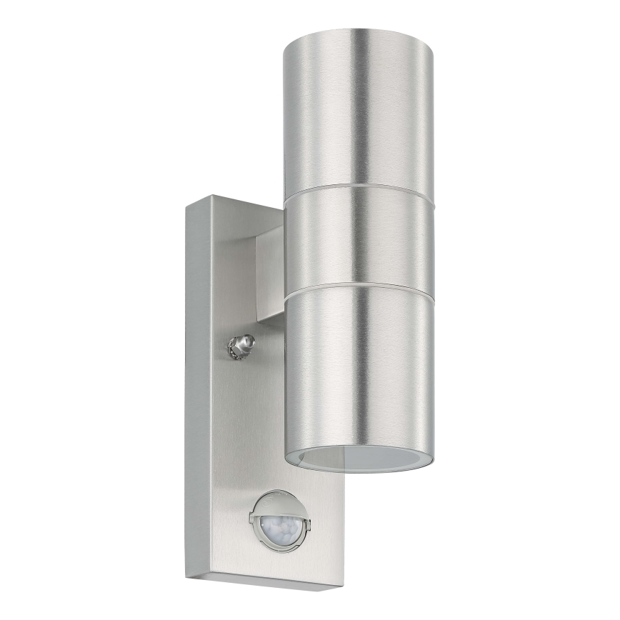 Eglo 79594- LED Lauko sieninis šviestuvas su jutikliu ARAPONGAS 2xGU10/2,8W/230V IP44 matinis chromas