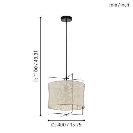 Eglo 79644 - Pakabinamas sietynas BRIDEKIRK 1xE27/40W/230V