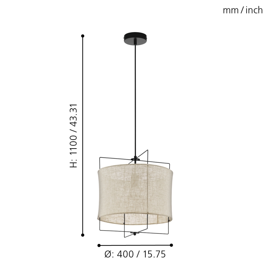 Eglo 79644 - Pakabinamas sietynas BRIDEKIRK 1xE27/40W/230V