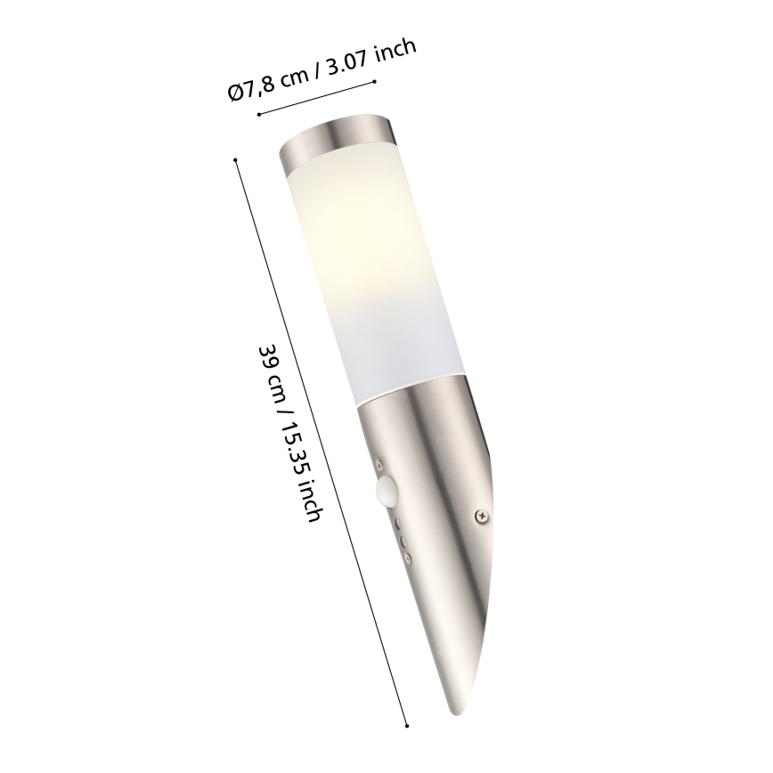 EGLO - Lauko jutiklinis sieninis šviestuvas 1xE27/15W IP44