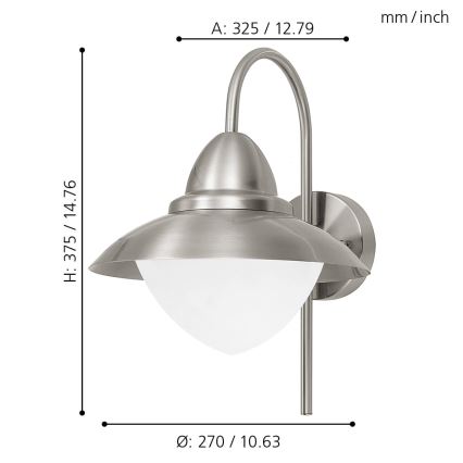 EGLO - Sieninis LED lauko šviestuvas 1xE27/8,5W IP44