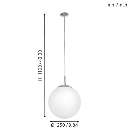 EGLO - Pakabinamas sietynas 1xE27/60W/230V diametras 25 cm balta