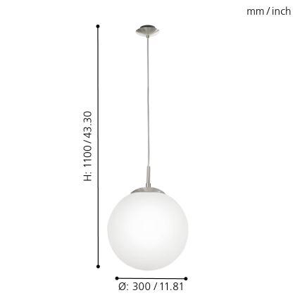 EGLO - Pakabinamas sietynas 1xE27/60W/230V diametras 30 cm balta
