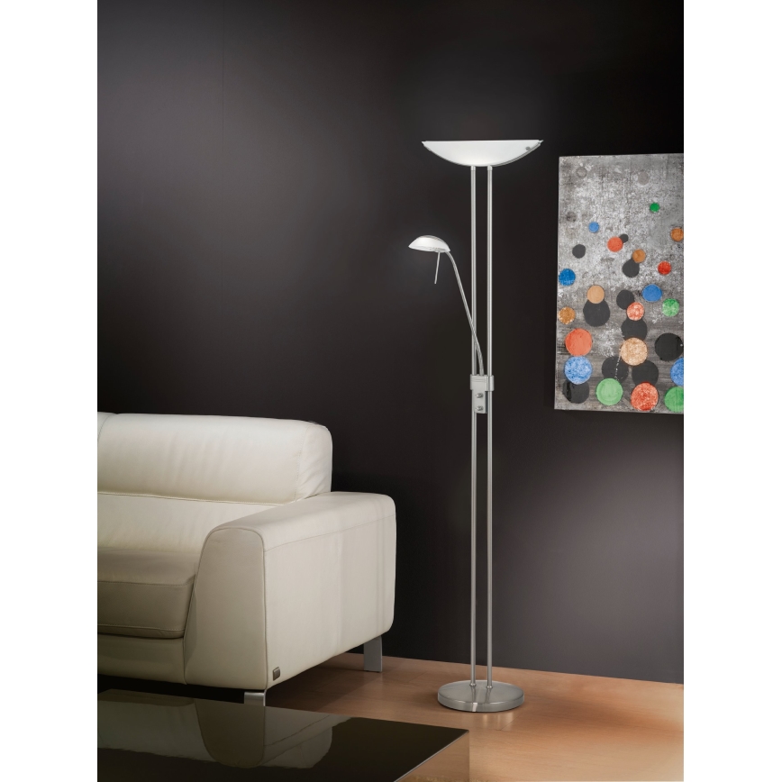 EGLO - Reguliuojamo ryškumo grindinis šviestuvas BAYA 1xR7s/230W+1xG9/33W matinis chromas