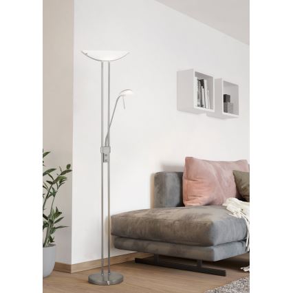 EGLO - Reguliuojamo ryškumo grindinis šviestuvas BAYA 1xR7s/230W+1xG9/33W matinis chromas