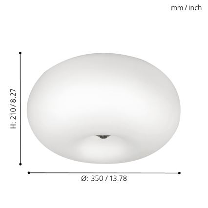EGLO - Lubinis šviestuvas OPTICA 2xE27/60W/230V opalinio stiklo diametras 35 cm