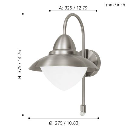 EGLO - Lauko sieninis šviestuvas su jutikliu 1xE27/60W IP44